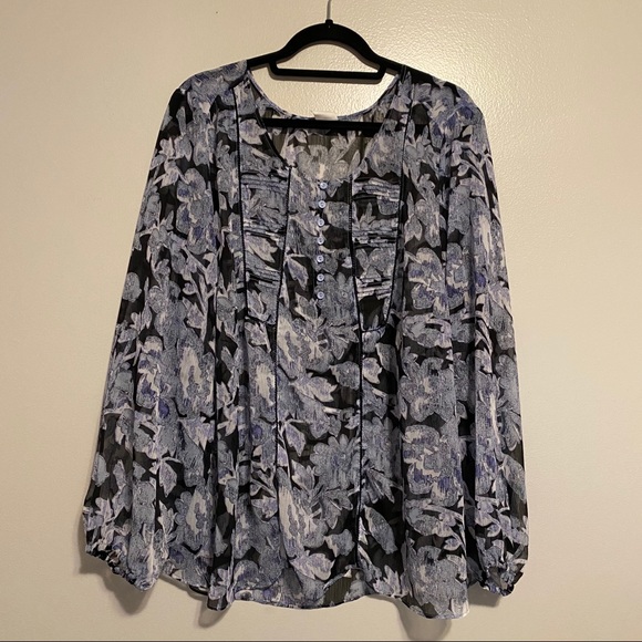 SHEER BLUE FLORAL BLOUSE